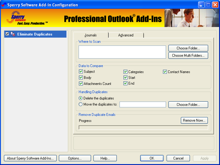 Duplicate Journals Eliminator for Outlook 2000, 2002, 2003 screenshot