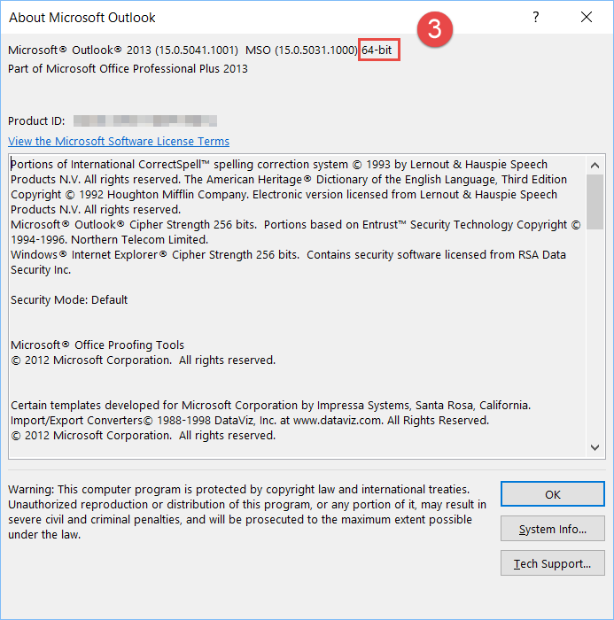 how to check outlook version 32-bit or 64-bit