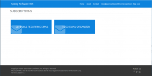 Image of Sperry Software 365 dashboard with Schedule Recurring Email and Timed Email Organizer showing