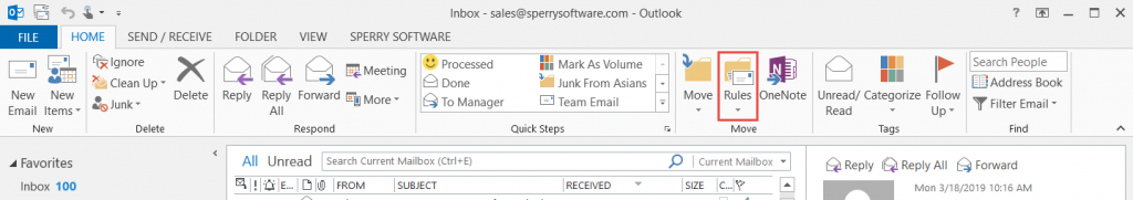 How to Use Outlook Rules - Sperry Software