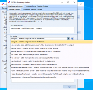 Rename PDF to email subject, From, To,etc