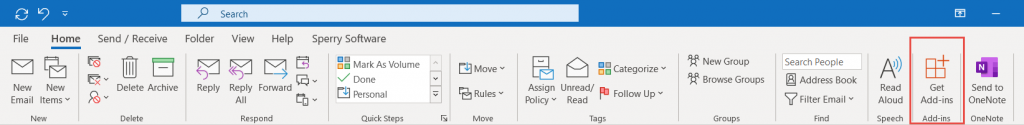 Get Add-Ins toolbar button in Outlook