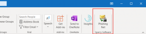 Phishing Net add-in button in Outlook