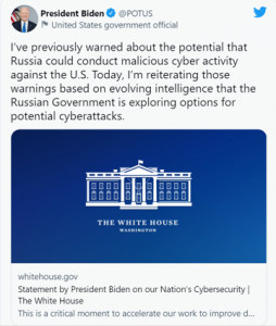 White House warning about cybersecurity