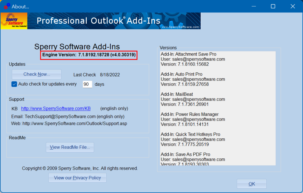 How to check your add-in versions