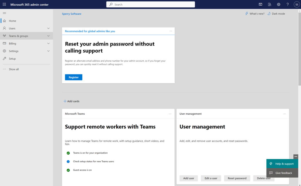 Microsoft Admin Center