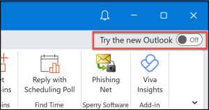 Image of the Try the new Outlook toggle button.