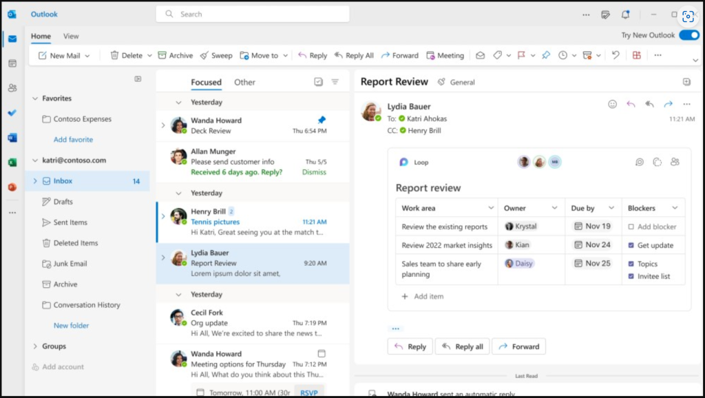 Image of the coming new Outlook, which looks a lot like the web based version.