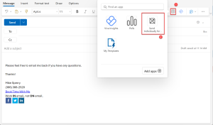 Image of how to invoke the Send Individually task pane.