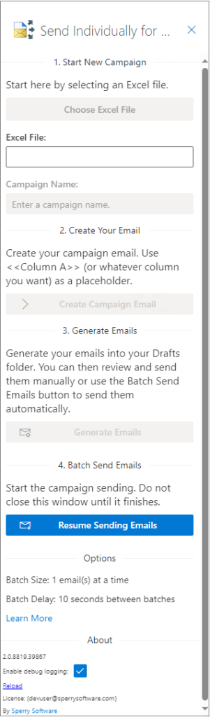 How to resume sending emails if the campaign was stopped.