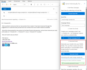 Image of button used to start generating your personalized emails.