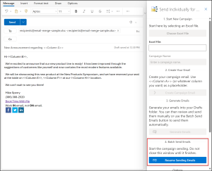Image of button used to restart sending campaign emails.