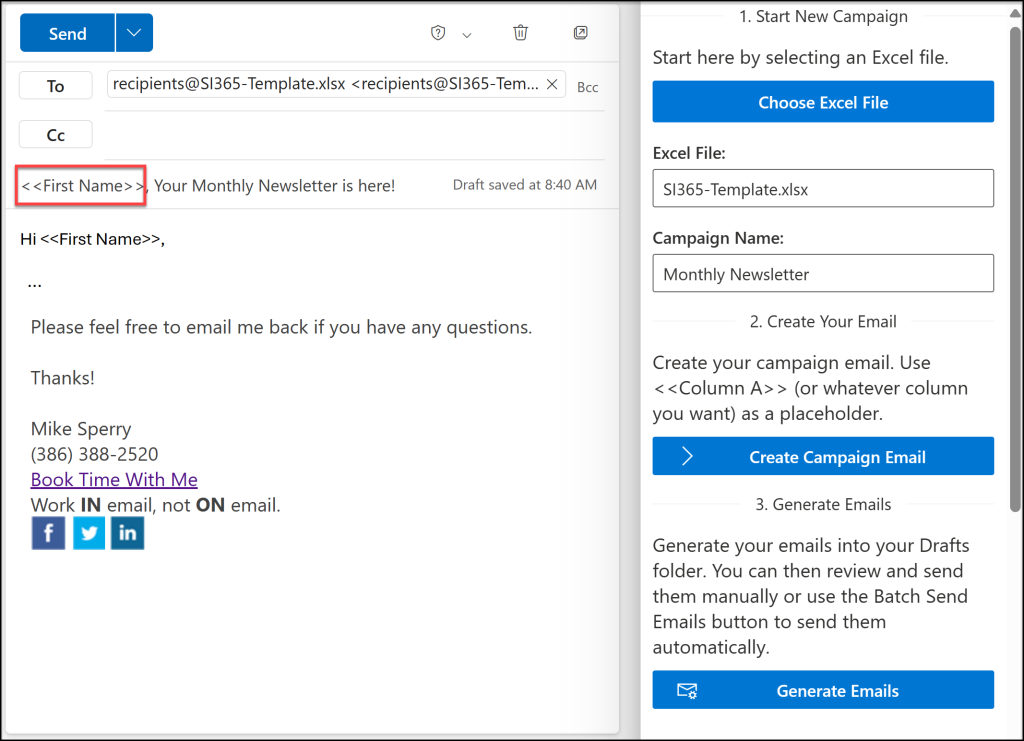 Image of sample campaign email