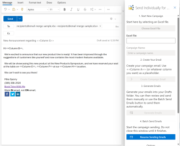 Image of button to resume sending your campaign email.