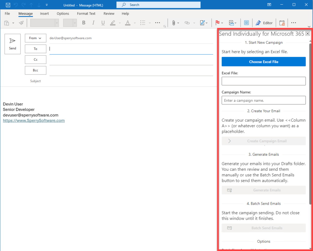 Image of Send Individually task pane