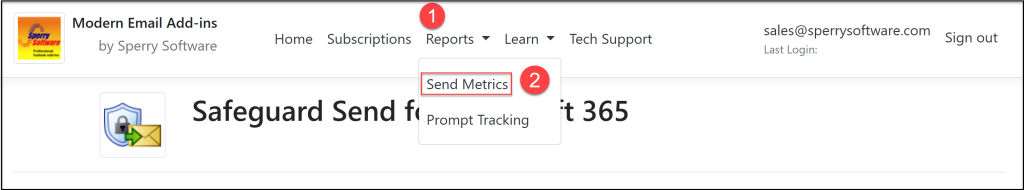 Click Reports, then Send Metrics