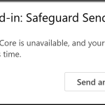 Image showing Outlook displaying a warning when the add-in cannot be reached for any reason.
