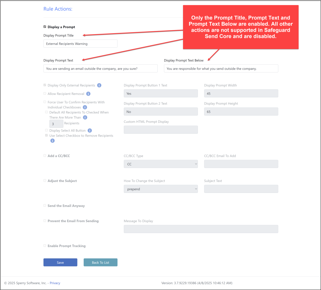 The text areas that can be changed when using Safeguard Send Core.
